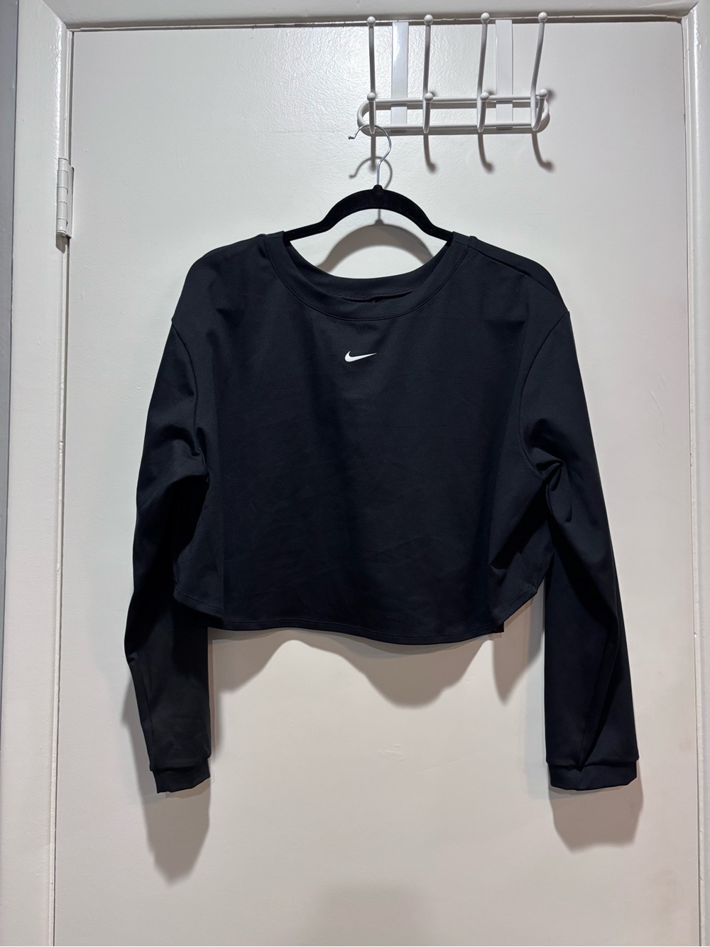 Nike Black Cropped Crewneck long sleeve  with White Swoosh